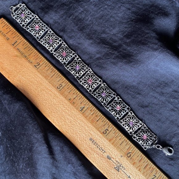 Nouveau Czech Rhinestone & Filagree Panel Bracelet - Picture 5 of 5